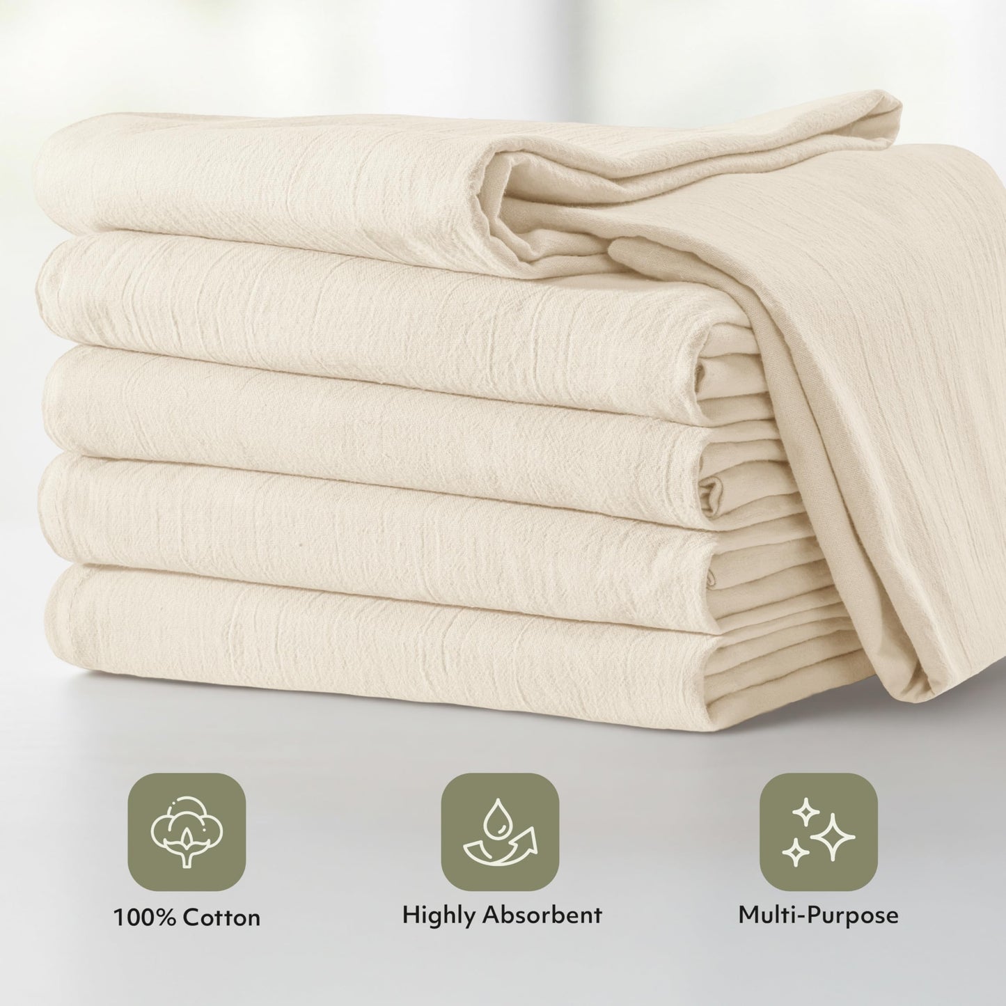 Utopia Kitchen Natural Flour Sack Towels [24 Pack - 28 x 28 Inch] 100% Cotton Tea Towels for Cleaning & Drying - Highly Absorbent Kitchen Dish Cloth