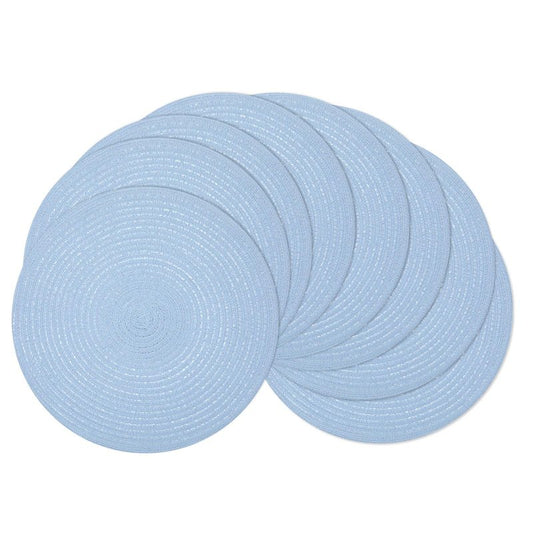 SHACOS Round Braided Placemats Set of 8 Washable 15 inch Round Non Slip Table Place Mats for Dining Tables Wedding Party Decor (Light Blue, 8)