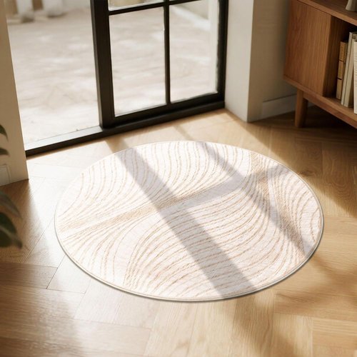 Carvapet 2 Ft Round Washable Rug - Imitation Jute Low Pile Carpet with Non-Slip Backing | Stain Resistant for Home & Office