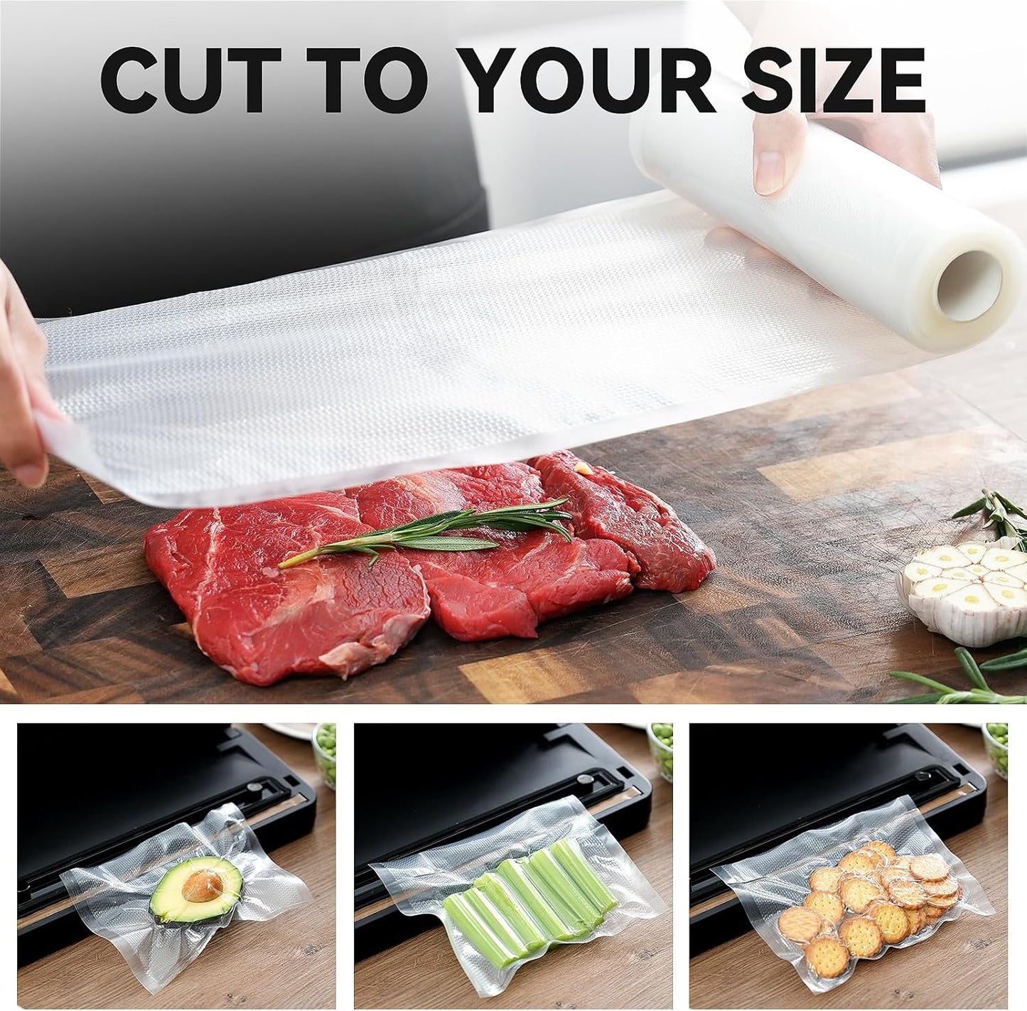Wevac Vacuum Sealer Bag Rolls - Heavy Duty Food Storage for Sous Vide & Meal Prep | 8"x16' (2 Rolls)