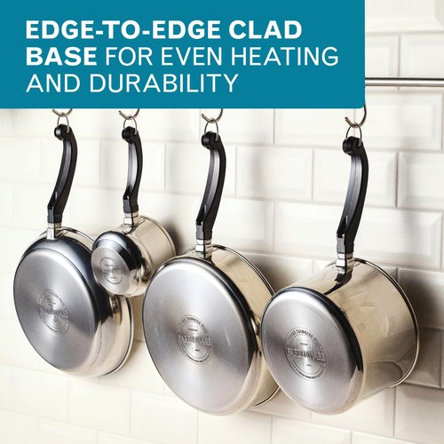 Farberware Classic Series Anniversary Edition Stainless Steel Cookware Set and Lids, Induction Ready, Dishwasher Safe, 8 Piece Pots and Pans, Metal Utensil Safe - Stainless Steel