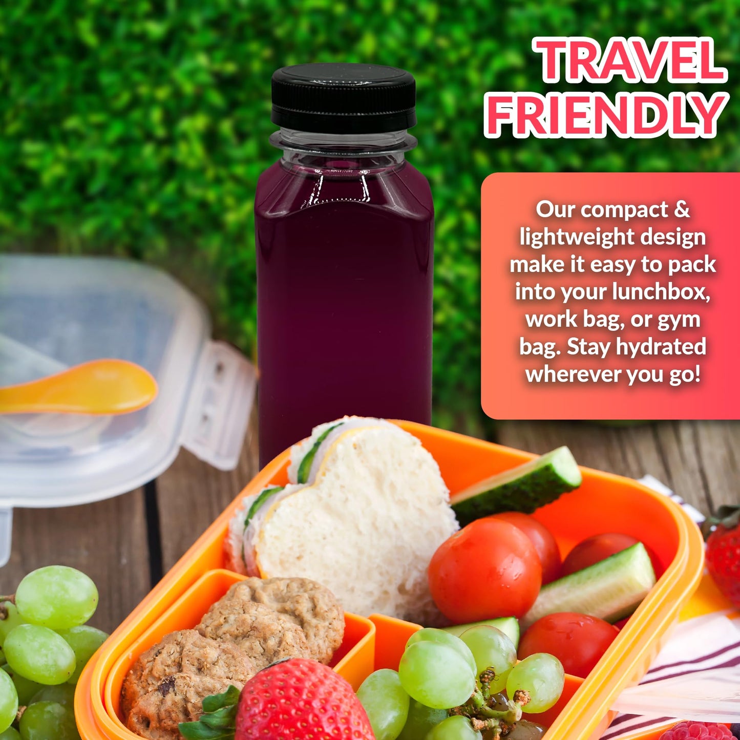 Reli. Plastic Juice Bottles [48 Bulk Pack] [8 oz] Square Plastic Juice Bottles with Caps & Sticker Labels | Clear, Empty for Juicing 8oz | Disposable, Reusable Containers for Juicing, Smoothies
