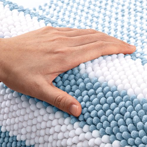 BSICPRO Bathroom Rugs - Extra Soft Shaggy Chenille Bath Mat | 24x16 Inch, Non-Slip, Quick Dry, Light Blue