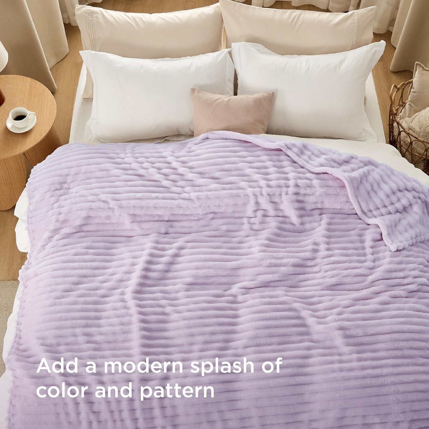 Bedsure GentleSoft Fleece Blanket - Super Soft Lavender Fog King Blanket, 108x90 Inches