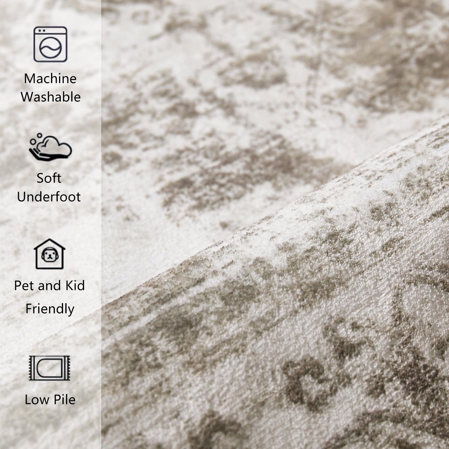 PureCozy Runner Rug 3x10 Vintage Hallway Long Area Carpet Kitchen Indoor Bedroom Taupe Medallion Washable Traditional Retro Accent Throw Rug Non Slip Distressed Office Dining Living Room Bathroom