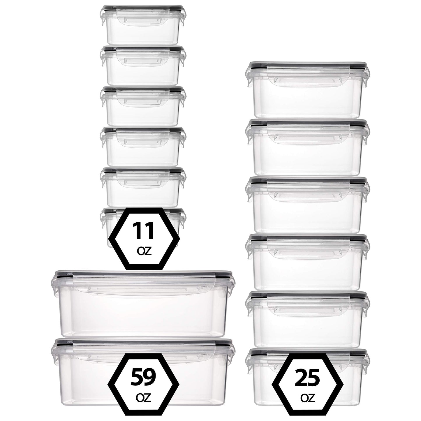 fullstar 28-Piece Plastic Food Storage Containers with Lids (14 Containers & 14 Lids) - Leakproof, BPA-Free, Meal Prep Containers, Reusable Lunch Storage Set for Kitchen Organization (Pack of 28)