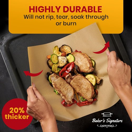 Baker's Signature Parchment Paper Sheets - 120 Precut Non-Stick & Unbleached, 12x16 In | Safe & Convenient Packaging