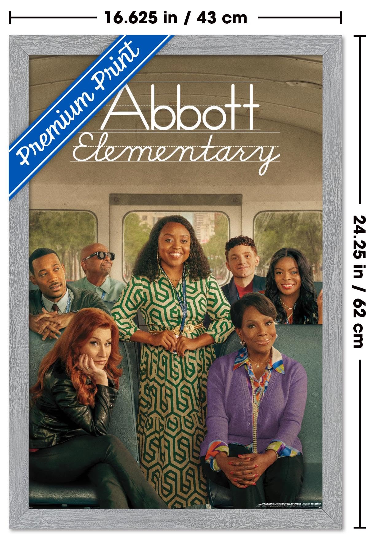 Trends International Abbott Elementary - Bus One Sheet Wall Poster, 22.4L x 14.7W, Gray Framed Version