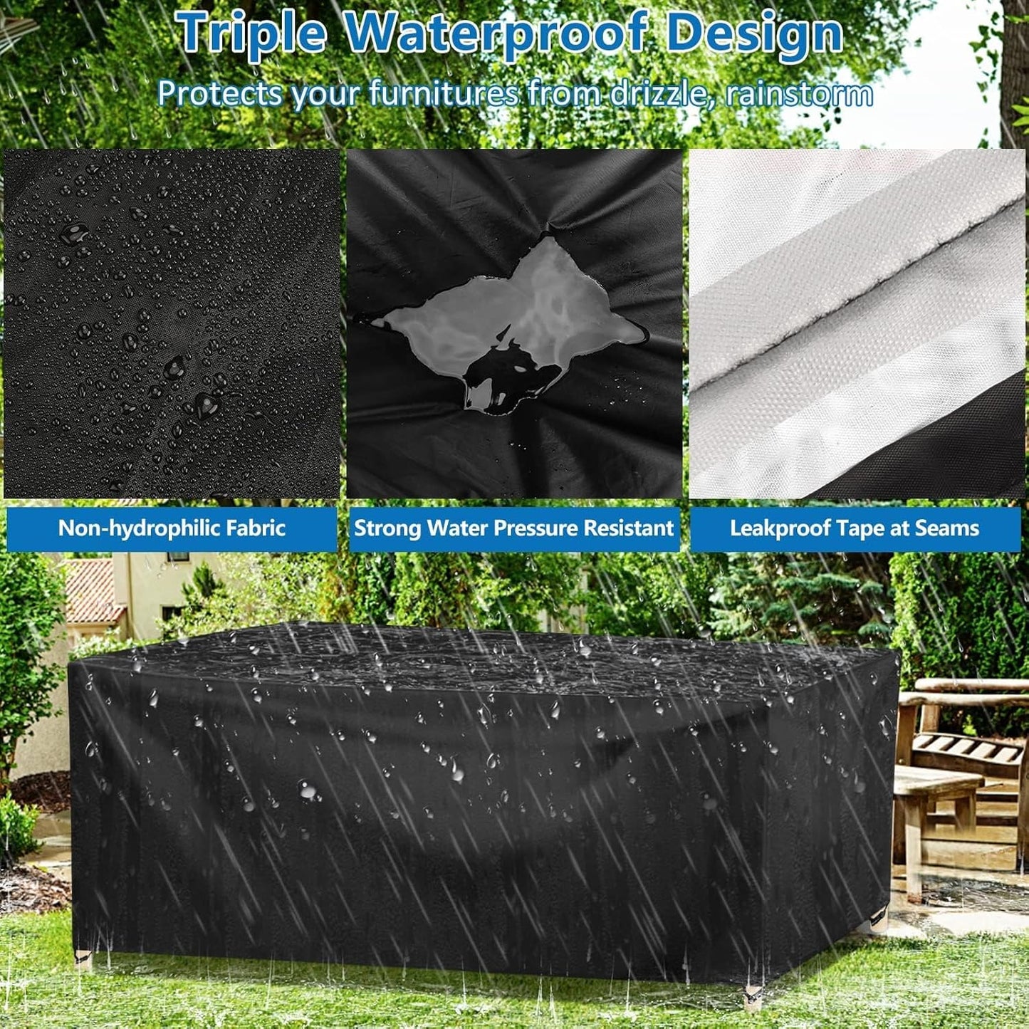 Wanocean Waterproof Patio Furniture Cover - 55" Outdoor Table & Chair Protector with Storage Bag