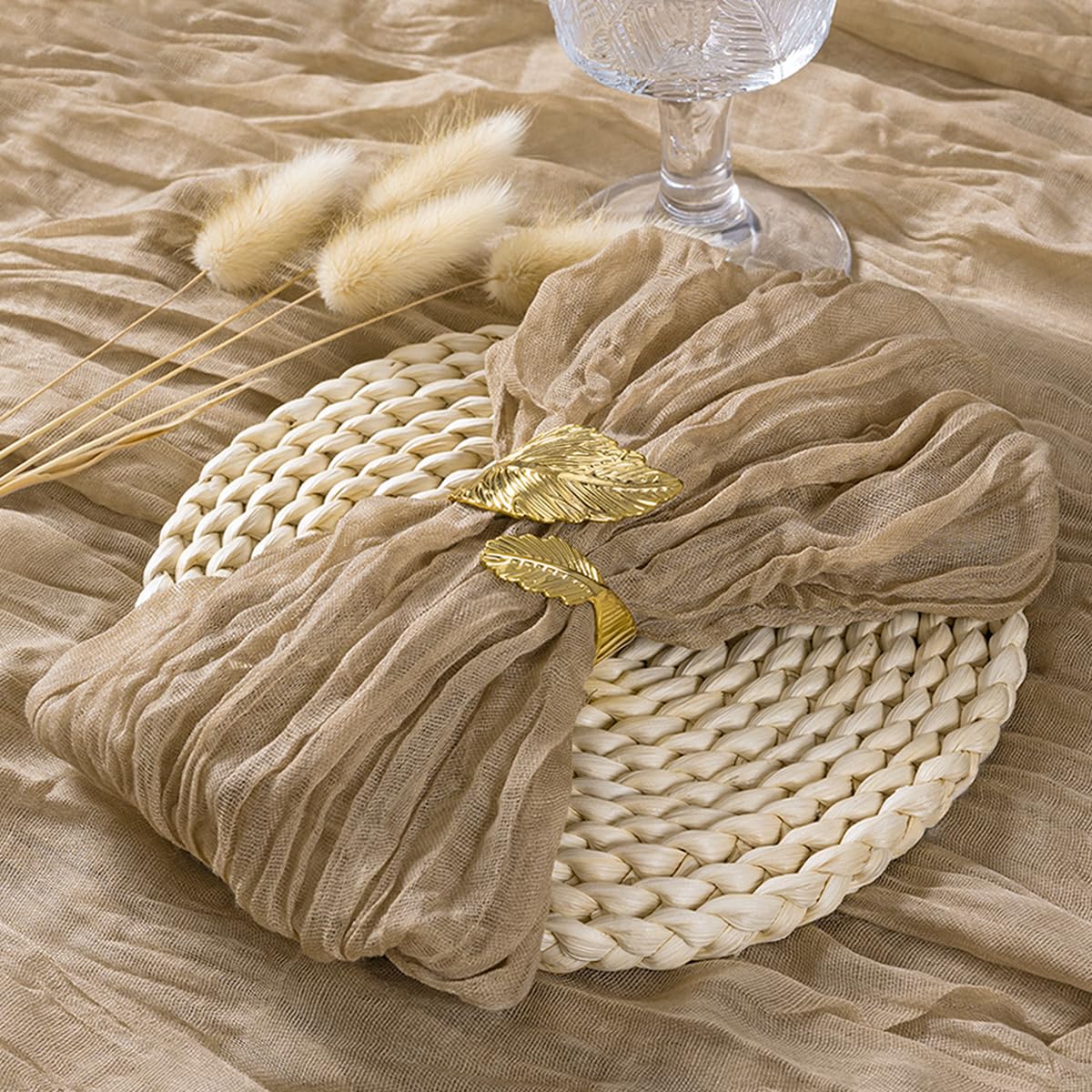 Socomi Nude Coffee Cheesecloth Napkins Summer Cheese Cloths Gauze Set of 24 Boho Washable Dinner Table Napkins for Wedding Party Baby Shower Birthday Party Decor