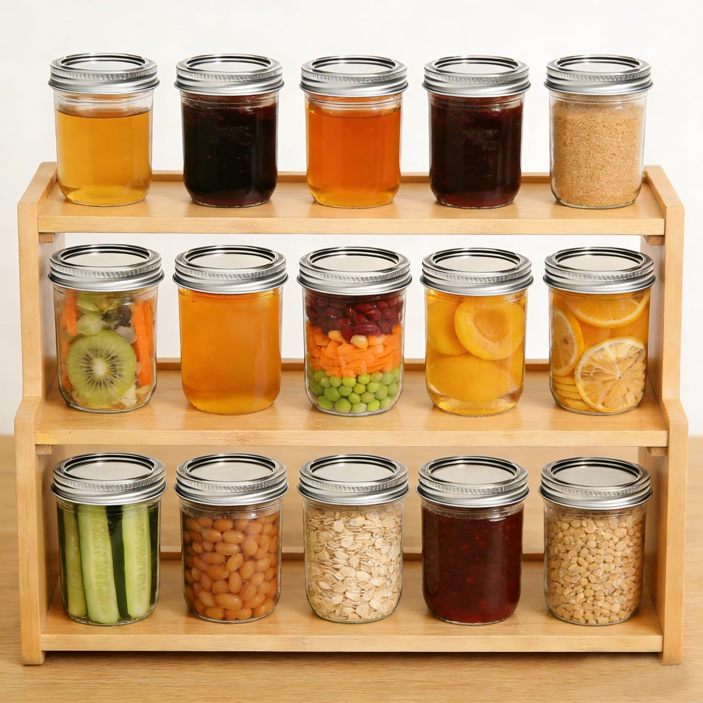 KISYONGUS 18 Pack Mason Jars, 16oz & 8oz Mason jars with Airtight Lids, Glass Canning Jars for Preserving, Jam, Kitchen Storage,Fermenting, Pickling, Freezing