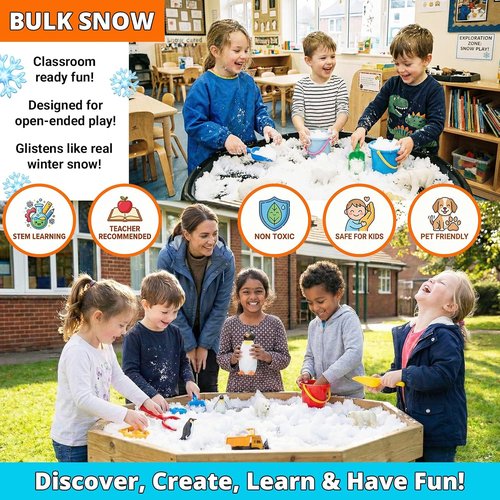 **PARTY GOAT Instant Snow Powder - Create 7 Gallons of Fake Snow for Sensory Play | 18oz Pack**