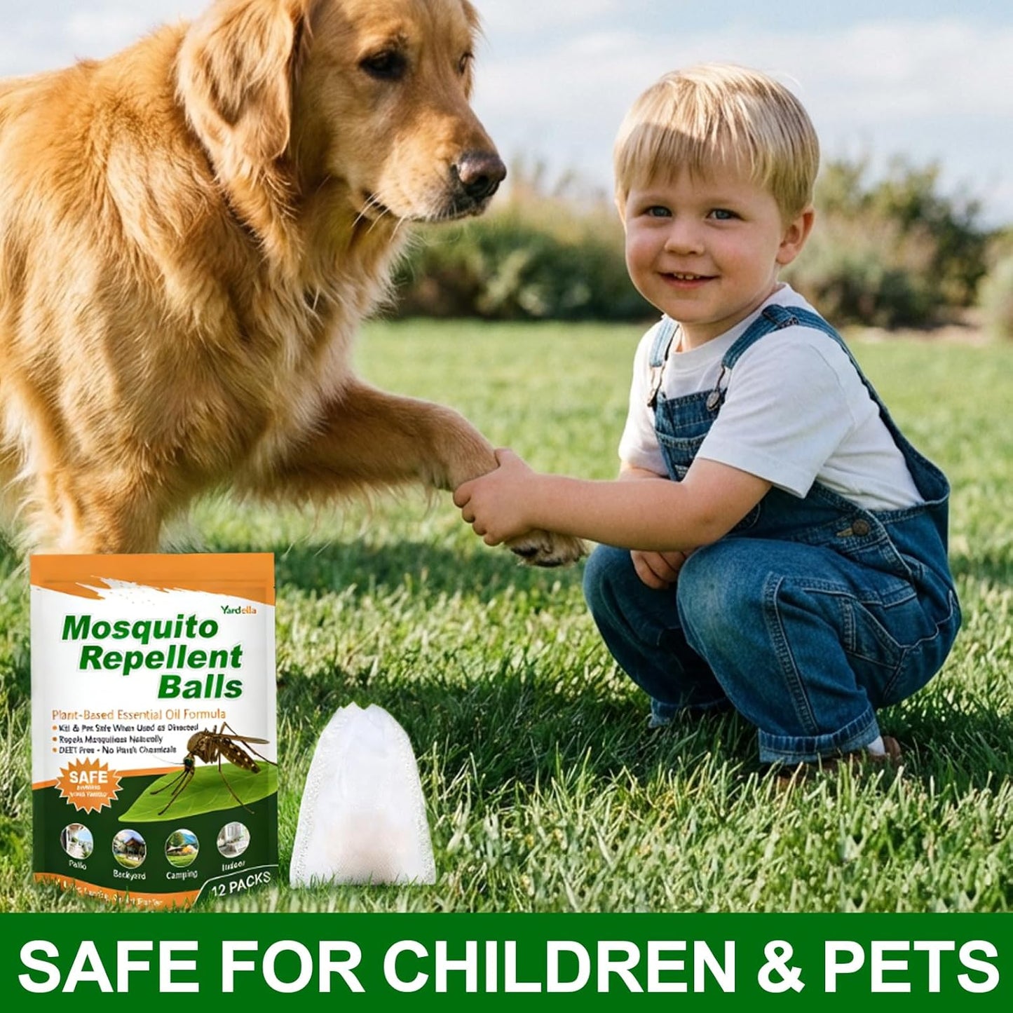 **Mosquito Repellent Balls - Powerful 12-Pack Peppermint & Citronella Oil Deterrent | Safe for Kids & Pets**