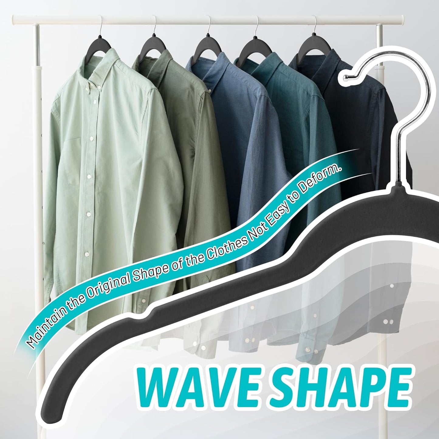 Sishynio Premium Velvet Hangers - Space-Saving Non-Slip Closet Organizer, 30 Pack in Black