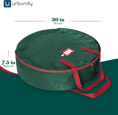 Heavy Duty Wreath Storage Bag - 30 Inch Waterproof Christmas Wreath Container | Green Design