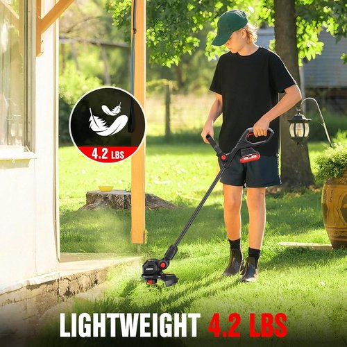 EWORK 20V Cordless Weed Wacker - 12-Inch Electric String Trimmer with 2 Batteries & Fast Charger