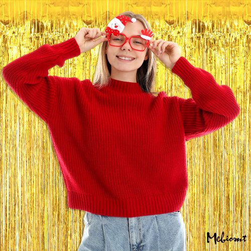 4 Pack Gold Fringe Curtain Backdrop, 3.2Ft x 6.6Ft Metallic Tinsel Foil Fringe Streamers Background for Photo Booth Birthday Wedding Baby Shower Carnival Easter Mother’s Day Party Decorations