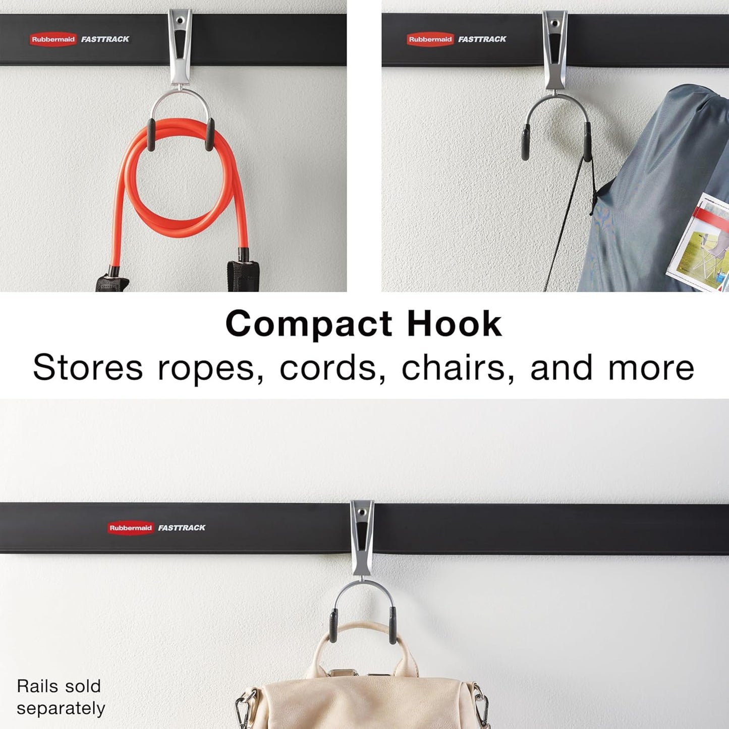 Rubbermaid FastTrack Compact Hook - Soft Grip Garage Organizer for Cords, Ropes, & Small Hoses