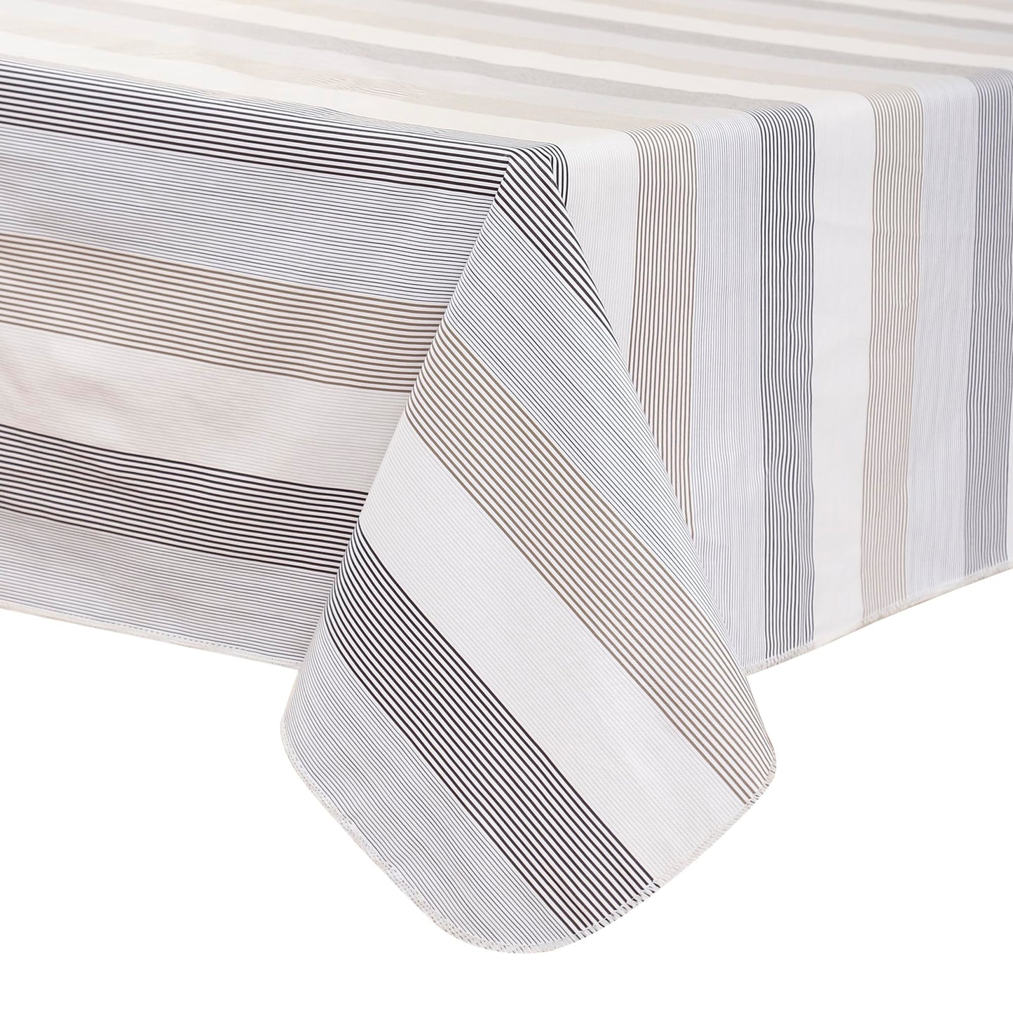 Walrus Heavy Duty Vinyl Tablecloth with Flannel Backing Waterproof Oil-Proof Plastic Table Cloth Stain-Resistant Wipeable Rectangle or Square Table Cover for Indoor and Outdoor (Line,52x70 Inch)