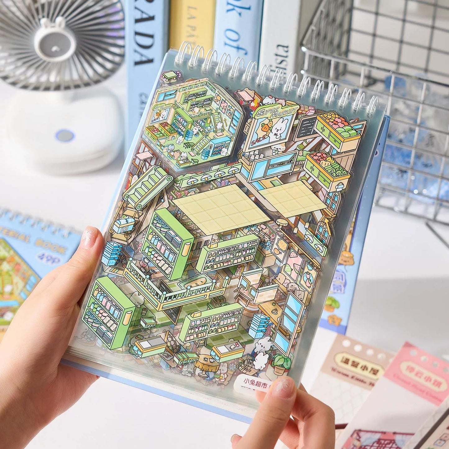 20 Sets DIY 3D House Stickers Scene Book Therapy for Adults Stress Relief Pass The Time Fun DIY 3D Sticker Scene Make Your Own Warm Home Cartoon Animal Scene Funny Stickers for Kids