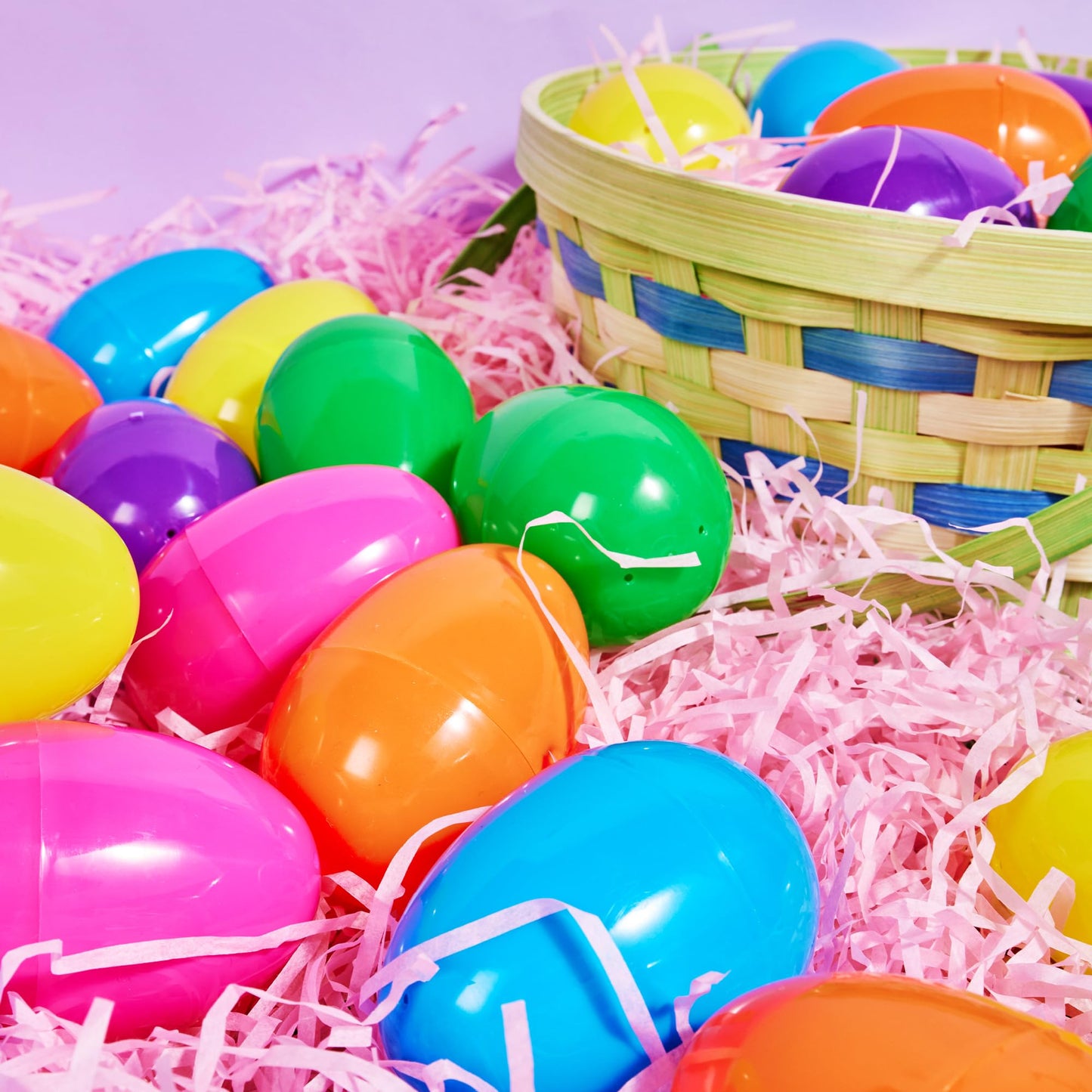 JOYIN 3.15" Easter Eggs, Fillable Plastic Eggs Empty Colorful Bright Eggshells with Hinge for Easter Hunt, Filling Treats, Party Favor, Basket Stuffers, Classroom Prize Supplies, 1000PCS