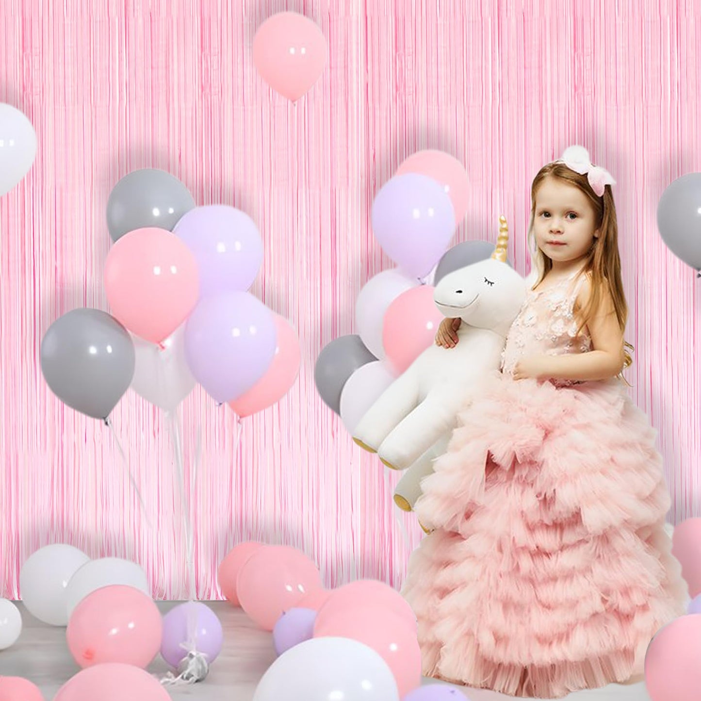 BRAVESHINE Pastel Pink Fringe Curtains Backdrop - 2 Pack Photo Booths Party Streamers for Graduation/Baby/Cowgirl/Birthday/Bridal Shower/Bachelorette/Engagement/Sweet/Bow Decorations