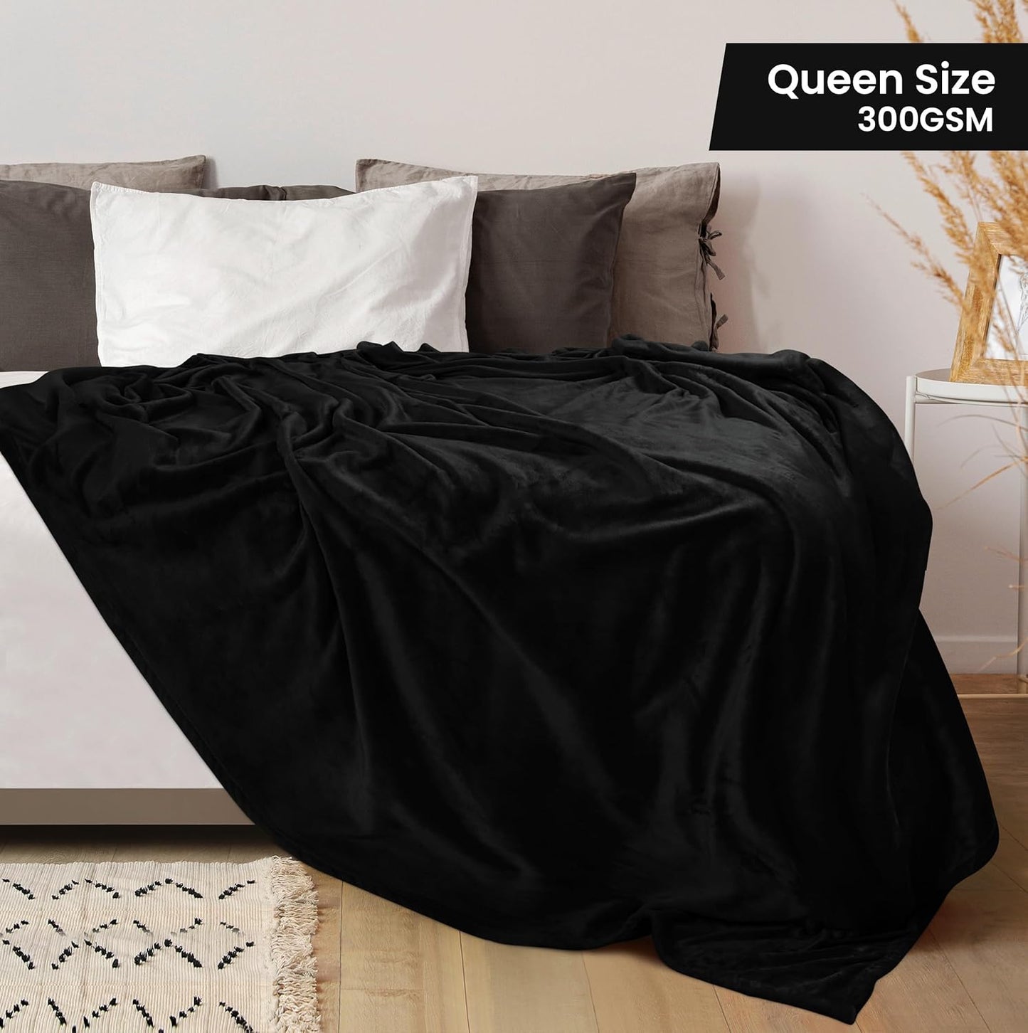 Utopia Bedding Fleece Blanket - Ultra Soft & Warm Queen Size Black (90x90 Inches) | Cozy All-Season Home Decor Gift