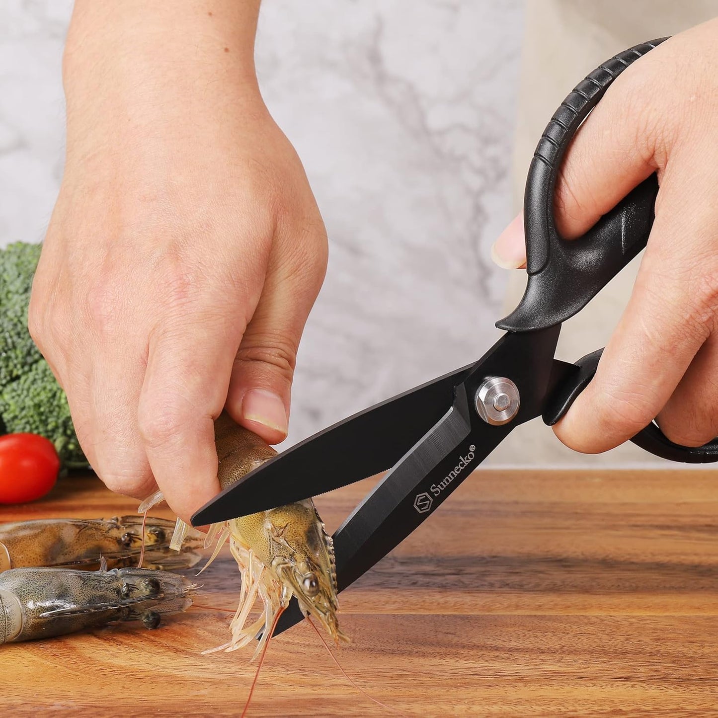 Sunnecko Kitchen Scissors - Heavy Duty Titanium Coated Shears | Micro Serrated Blades, Detachable Design