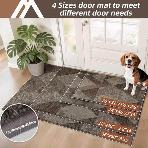 COSY HOMEER Entryway Rugs - Non-Slip, Absorbent Polyester Doormat | 20"x32" for High Traffic Areas, Brown
