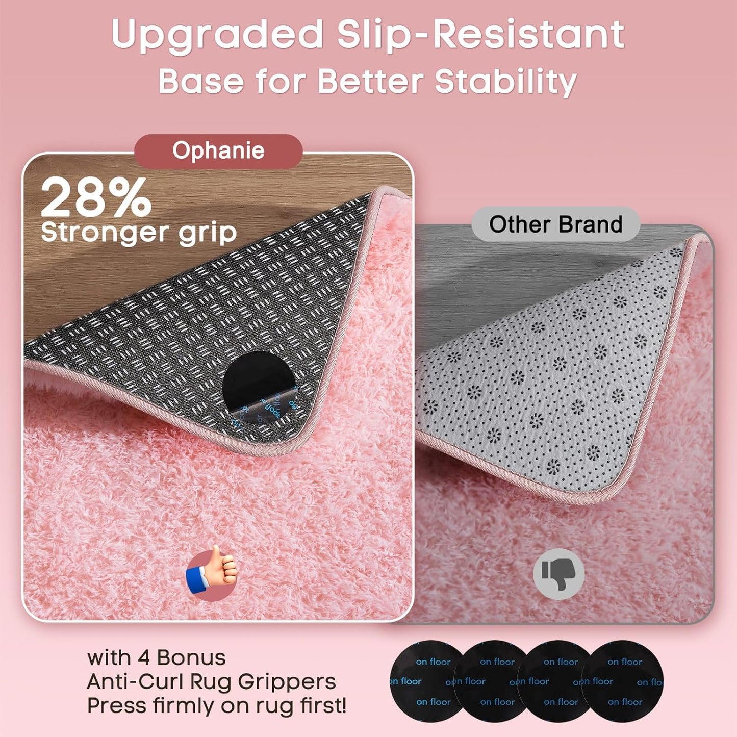 Ophanie 3x5 Pink Area Rug - Non-Slip Fluffy Carpet for Bedroom & Dorm Decor | Aesthetic Nursery Essential