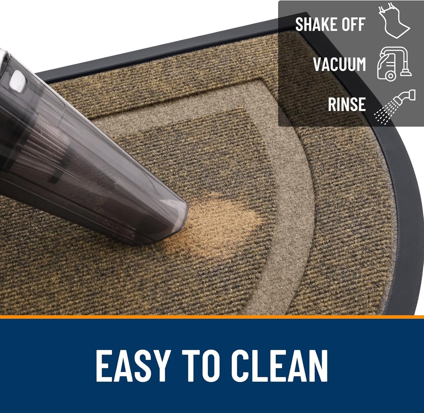 OLANLY Half Circle Door Mat - Waterproof All-Season Indoor/Outdoor Entrance Mat | Easy Clean, 29.5x17, Brown