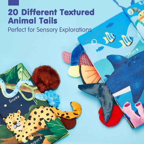 Hahaland Baby Toys - Soft Cloth Crinkle Books for Infants | 2-Pack Sensory Touch Books 0-12 Months