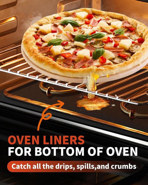 Heavy Duty Oven Liners by [Brand Name] - 2 Pack Reusable Mats, 17"x25", BPA & PFOA Free, Black