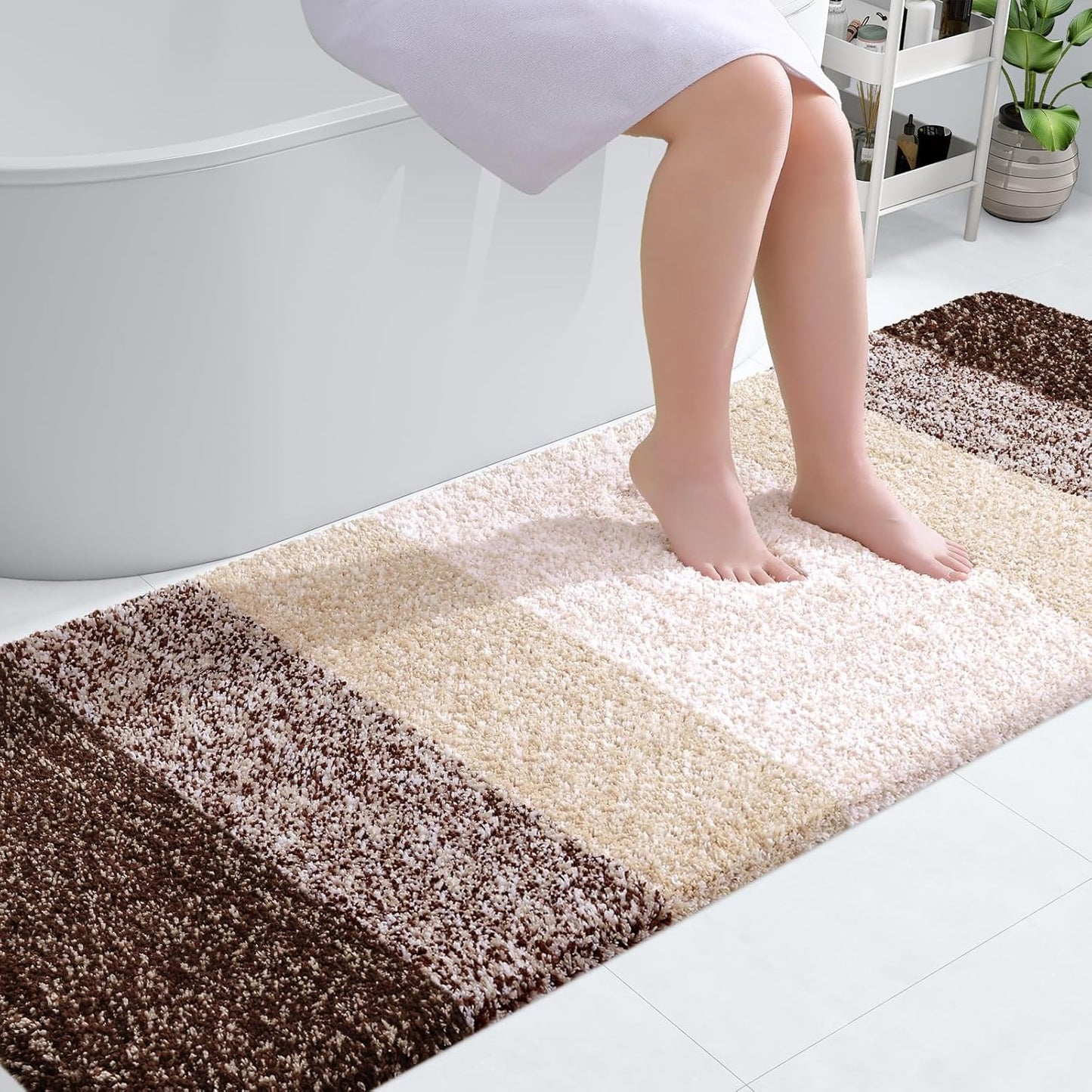 OLANLY Bathroom Runner Rug - Extra Soft Microfiber, Quick Dry, Machine Washable | 70x24 Inches, Brown