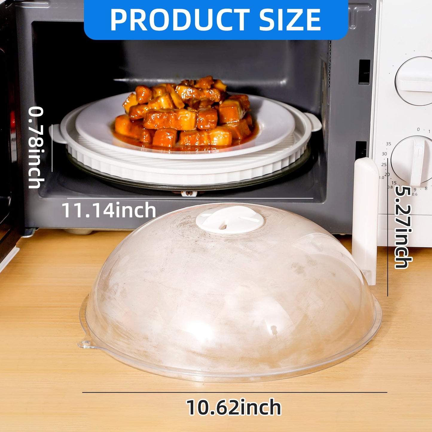 LZLOOK Microwave Splatter Cover with Tray, 10 Inch Microwave Food Cover with Handle, BPA-Free Vented Splash Guard Lid, Cookware & Bakeware Serving Dish Cover, Plate Cover, Dishwasher Safe
