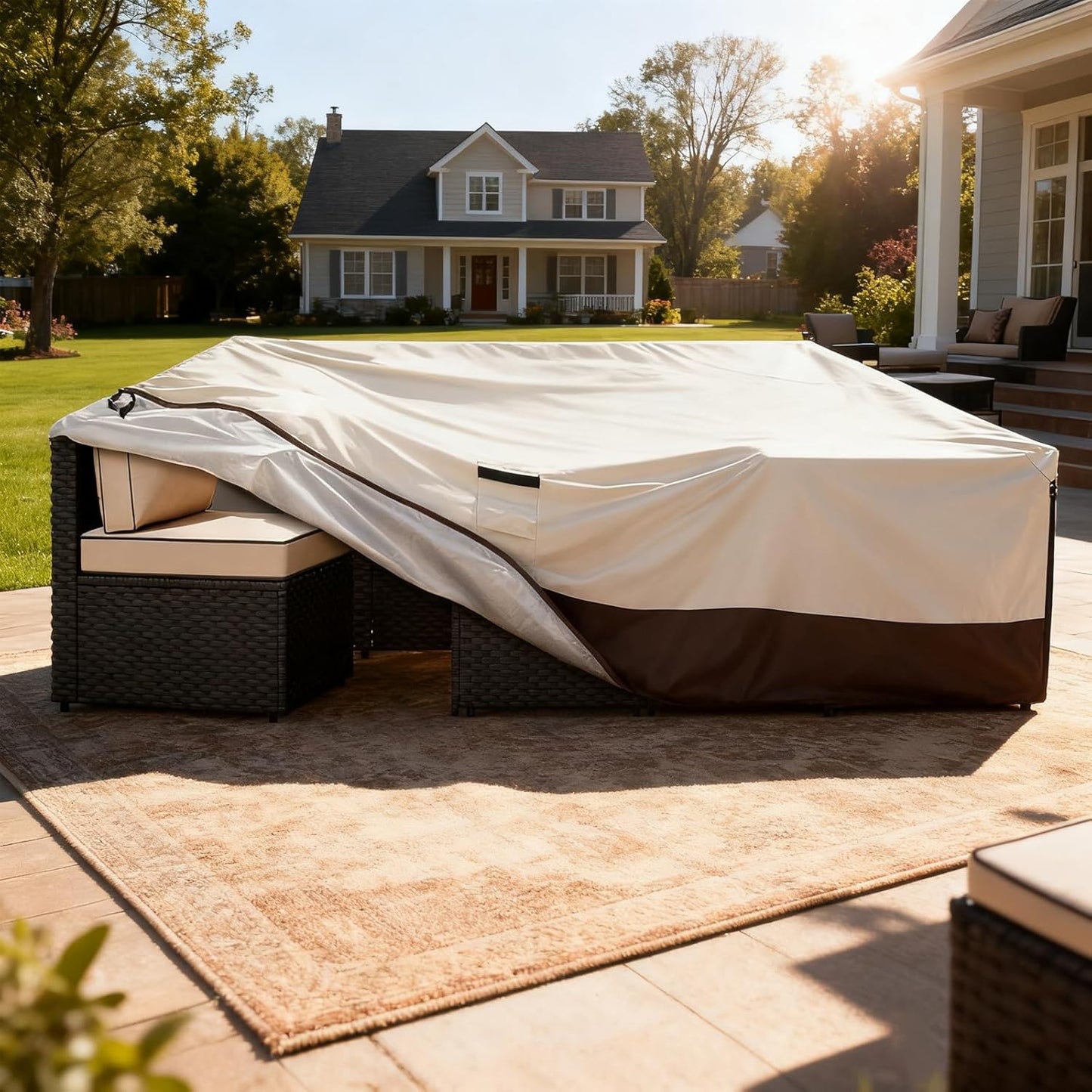 Patio Armor Waterproof Heavy-Duty Outdoor Furniture Cover - Fits 5-8 Piece Sectional Set (126" L x 63" W x 28" H)