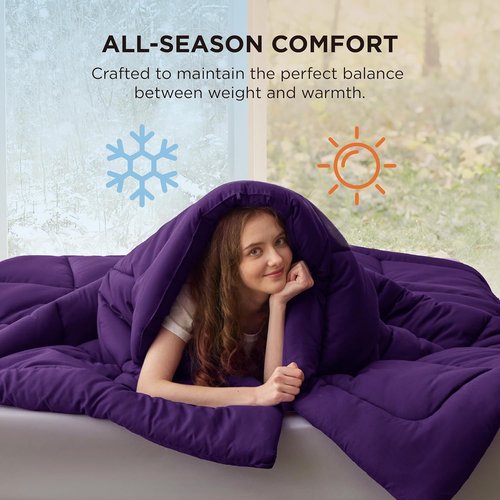 Bedsure Comforter Duvet Insert - All-Season Quilted Down Alternative Bedding, Purple, Full 86 x 82 Inches