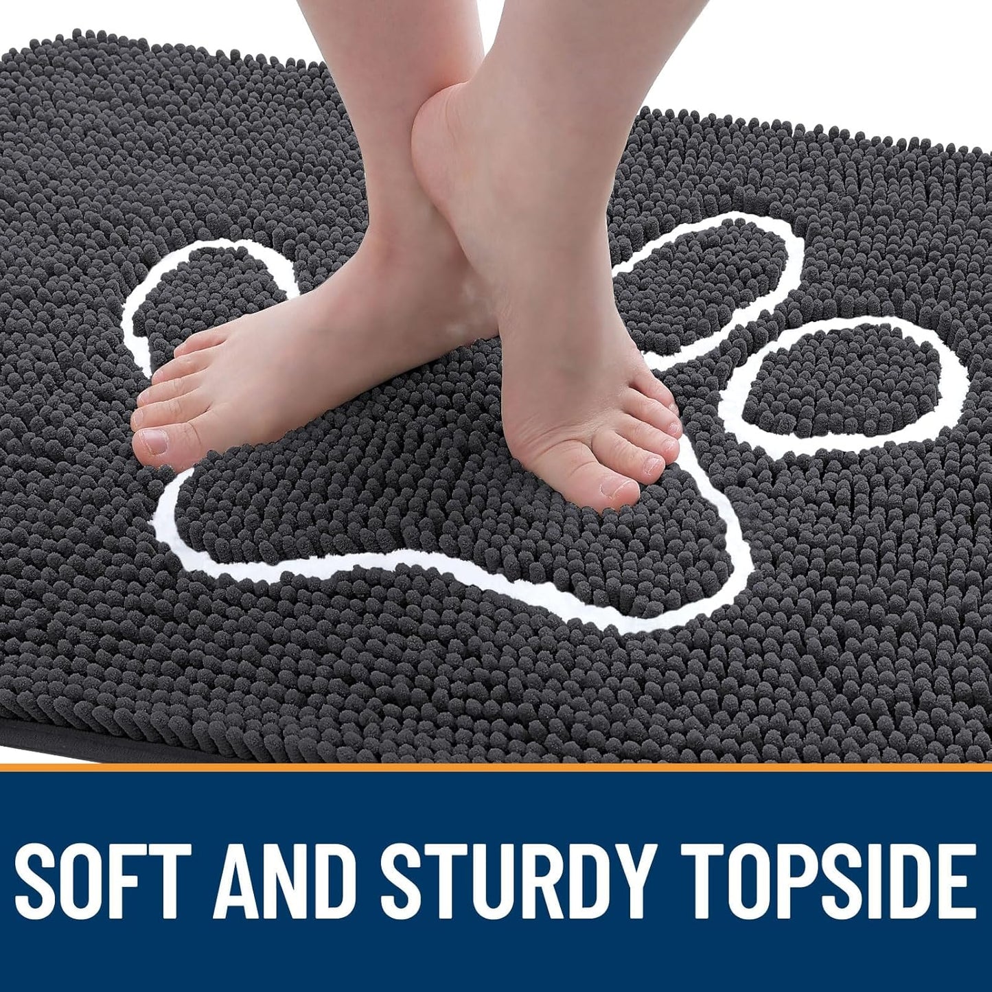 OLANLY Dog Door Mat - Absorbent Non-Slip Mud Mat for Muddy Paws | 54x32 Dark Grey Chenille Doormat