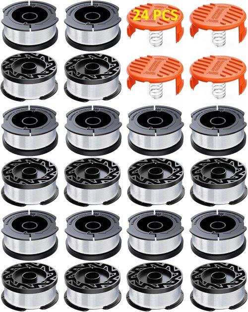 Black & Decker Weed Eater String - 24 Pack AF-100 Replacement Spools & Caps | 0.065'' 30FT Automatic Feed