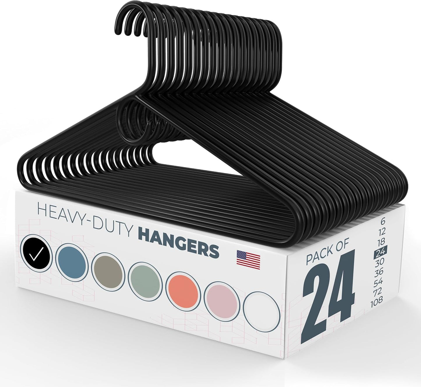 Neaties Heavy Duty Clothes Hangers - 20 Pack | 8lb Capacity Plastic Hangers for Adult Clothing - Black
