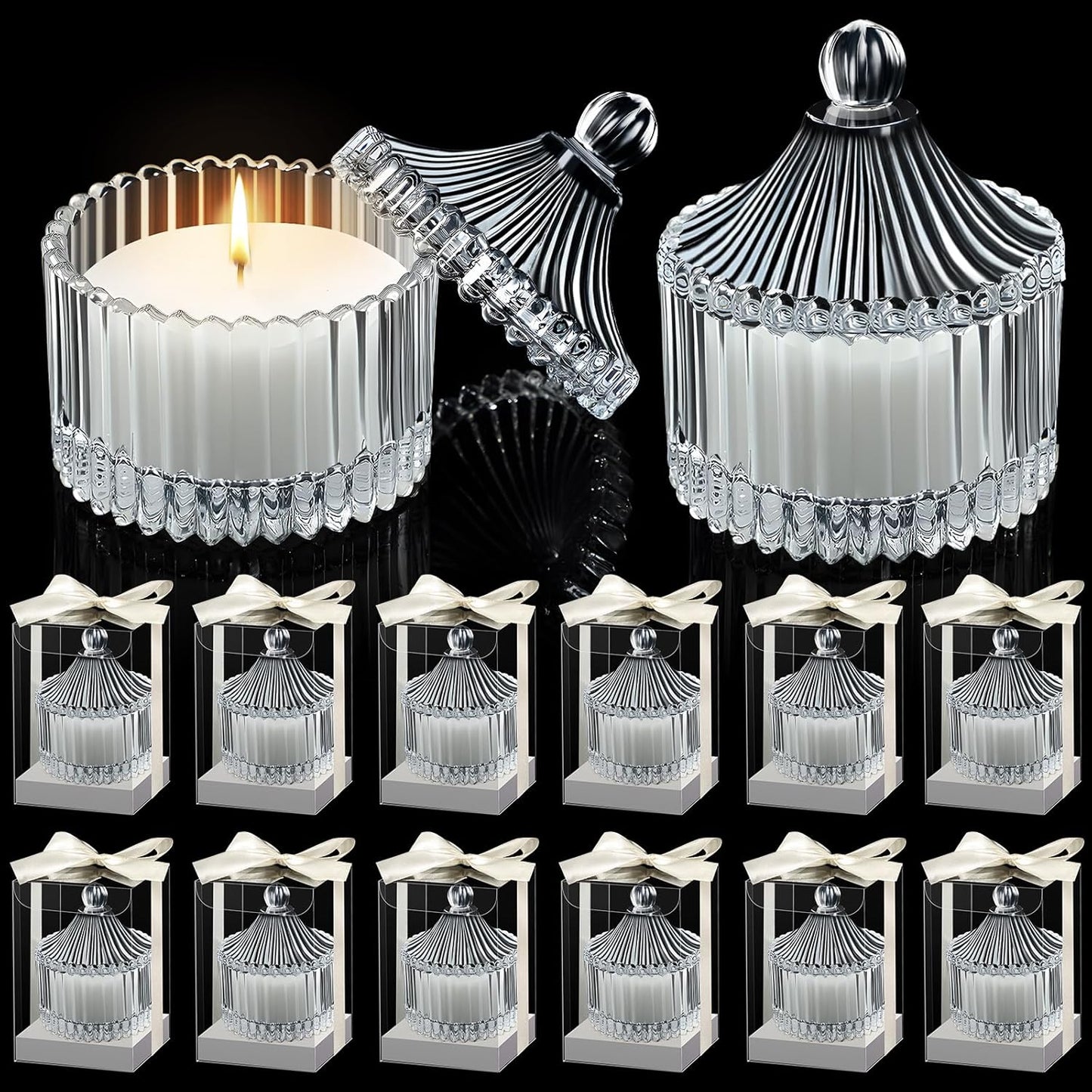 12 Pack Wedding Candle Favors for Guests in Glass Personalized Favors Candles Bulk Souvenirs Bridal Proposal Gift Thanks for Coming Wedding Party(Stylish Style)