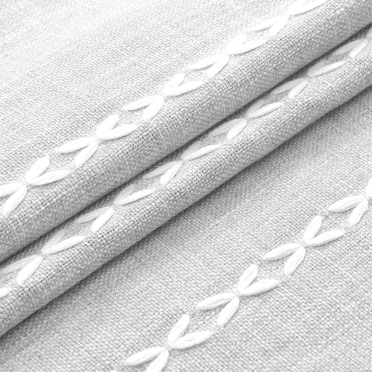MitoVilla Grey Boho Farmhouse Shower Curtain Set - 36 x 72 Inch, Narrow Polyester Linen for Bathroom Decor