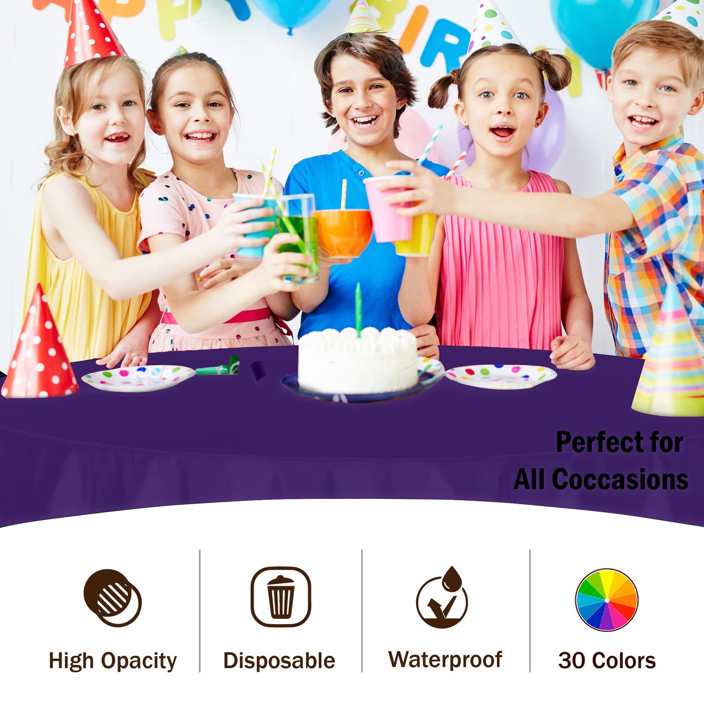 Exquisite 12-Pack Premium Plastic Tablecloth 12-Pack Premium Plastic 84-Inch Round Tablecloth - Purple
