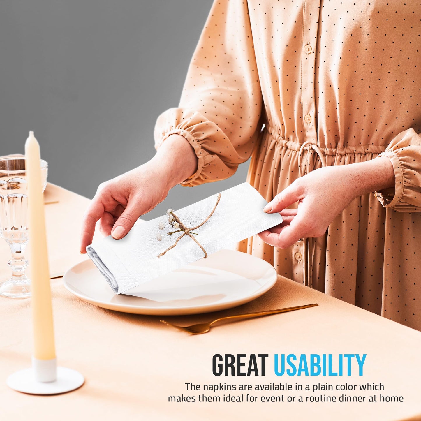 Utopia Home White Cloth Napkins (12 Pack, 18x18 Inches), Ideal Dinner Napkins for Party, Wedding and Lunch/Dinner