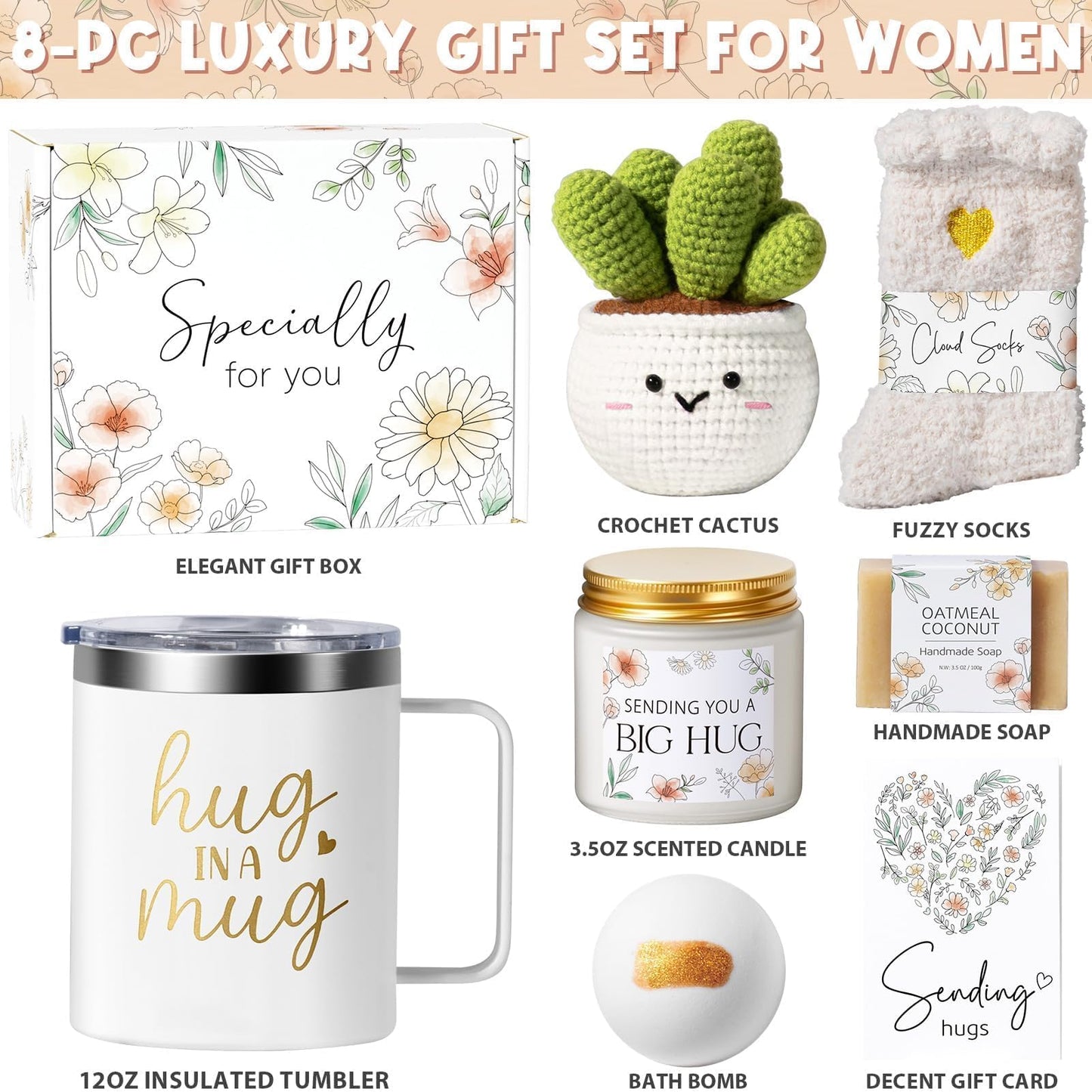Self Care Get Well Soon Gifts Basket for Women, Mothers Day Birthday Gifts for Women Spa Care Package, Thinking of You Inspirational Sympathy Gift Basket, Unique Gift for Mom Her Grandma Sister Wife