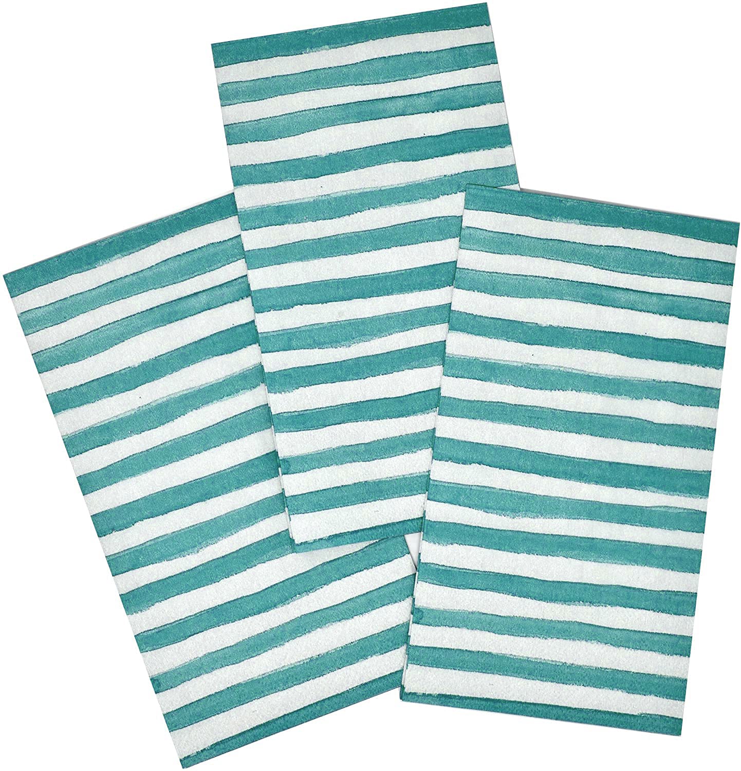 Gift Boutique Blue Stripe Guest Napkins Disposable Teal Aqua Paper Napkins for Bathroom Wedding Baby Shower Powder Room Decor