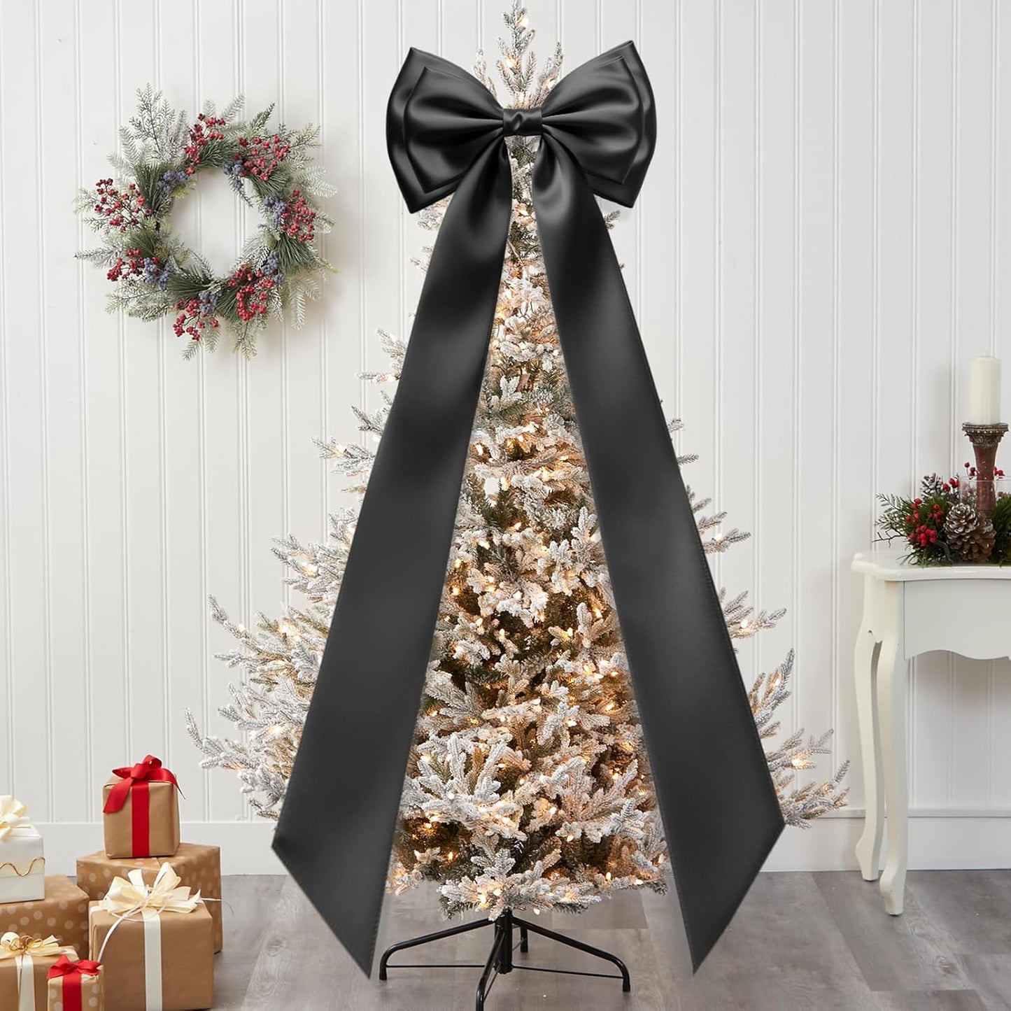 Skiennix Giant Bow Decoration - 83x20 Inches Satin Bow for Birthday Party, Wedding & Nursery (Black)