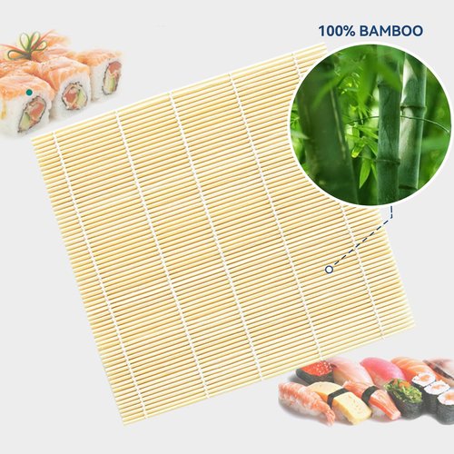 HOPELF 1 Pack 12 Inch Bamboo Sushi Mat - Sushi Roller Mat for Making, Shaping & Molding Sushi Roll & Kimbap - Food-Safe Sushi Making Supplies, Tools & Accessories