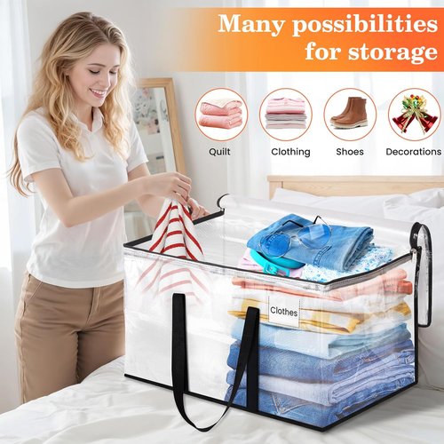 Extra Large Heavy Duty Moving Bags - Strong Zippers & Handles | 93L Storage Tote for Home & Dorm (8 Packs)