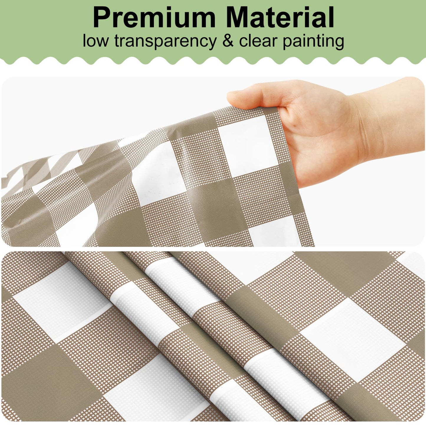misaya 3 Packs Buffalo Disposable Table Cloth, 54 x 108 Inch Waterproof Plastic Tablecloth, Rectangle Khaki and White Checkered Table Covers for Picnic, Birthday, Party